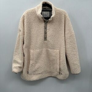 BOUNDLESS NORTH CREAM Sherpa Snap warm woman bohemian oversized cozy pullover M